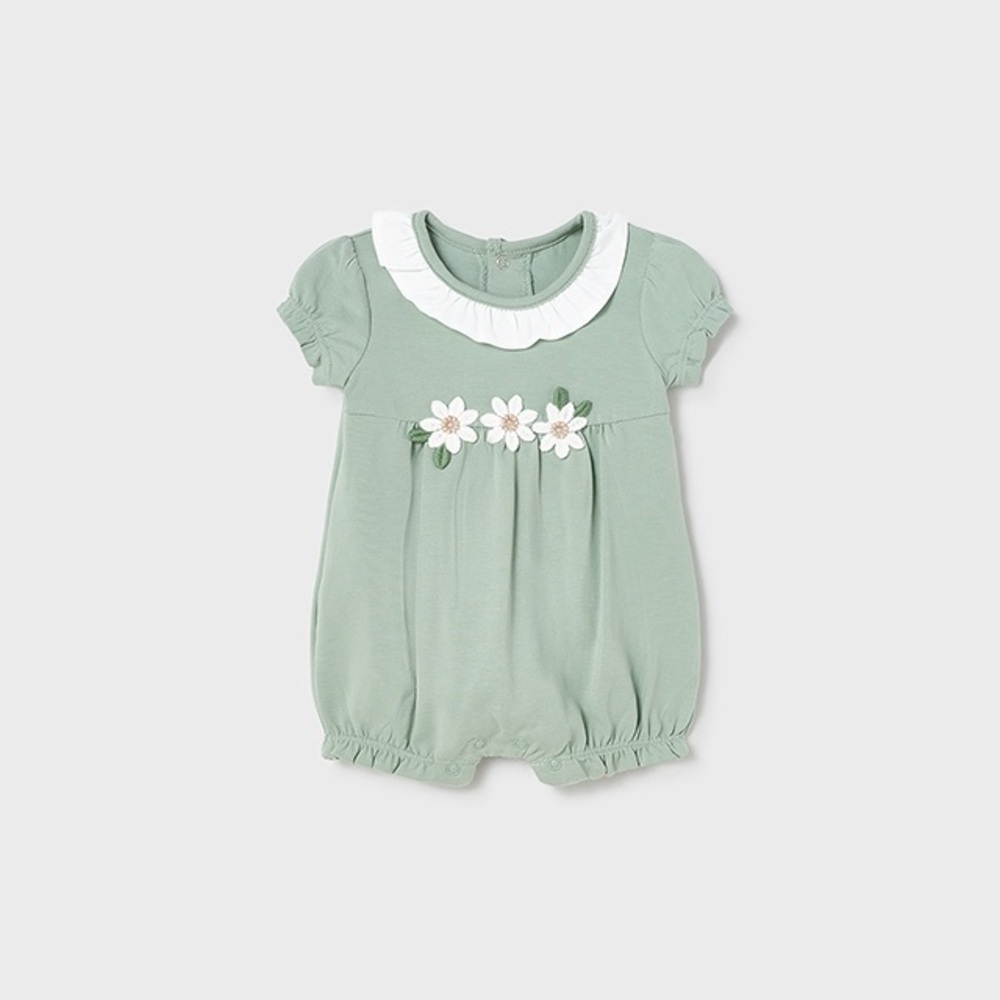 Size 18 months Mayoral Sage Green Baby Girl Floral Collar Romper
